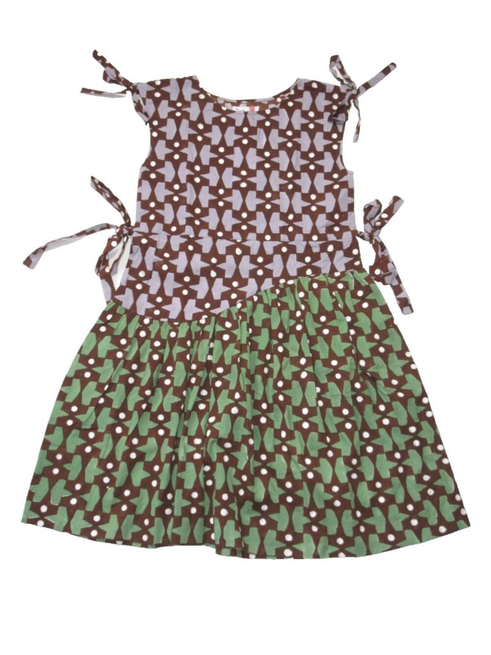 NWT Rujuta Sheth Athena in Pacman Block Print Cotton Tie Side A-line Dress S - Picture 7 of 11